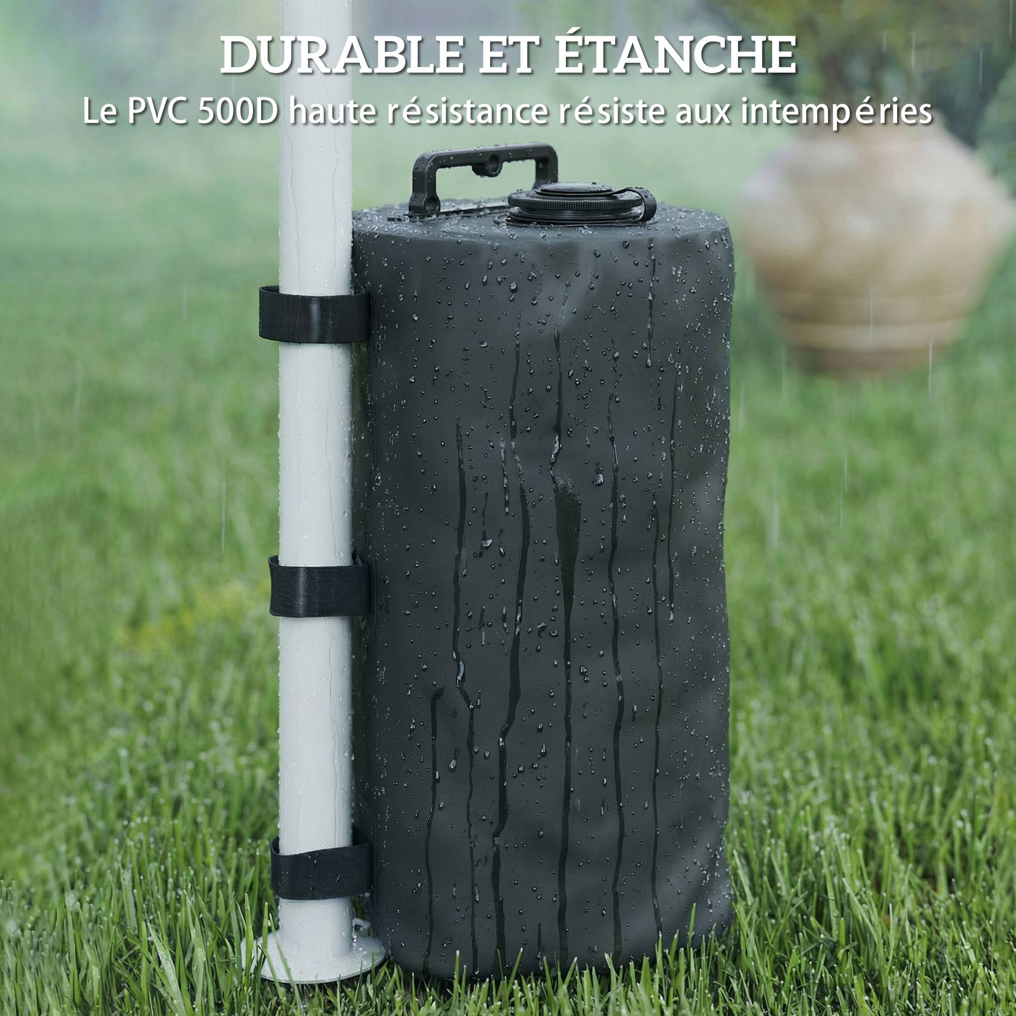 Outsunny - Lot de 4 Sacs de Lestage pour Tonnelle Remplissage d'Eau ou de Sable avec Poignées de Transport - Tissu 500D - Noir - Outsunny - Image 5
