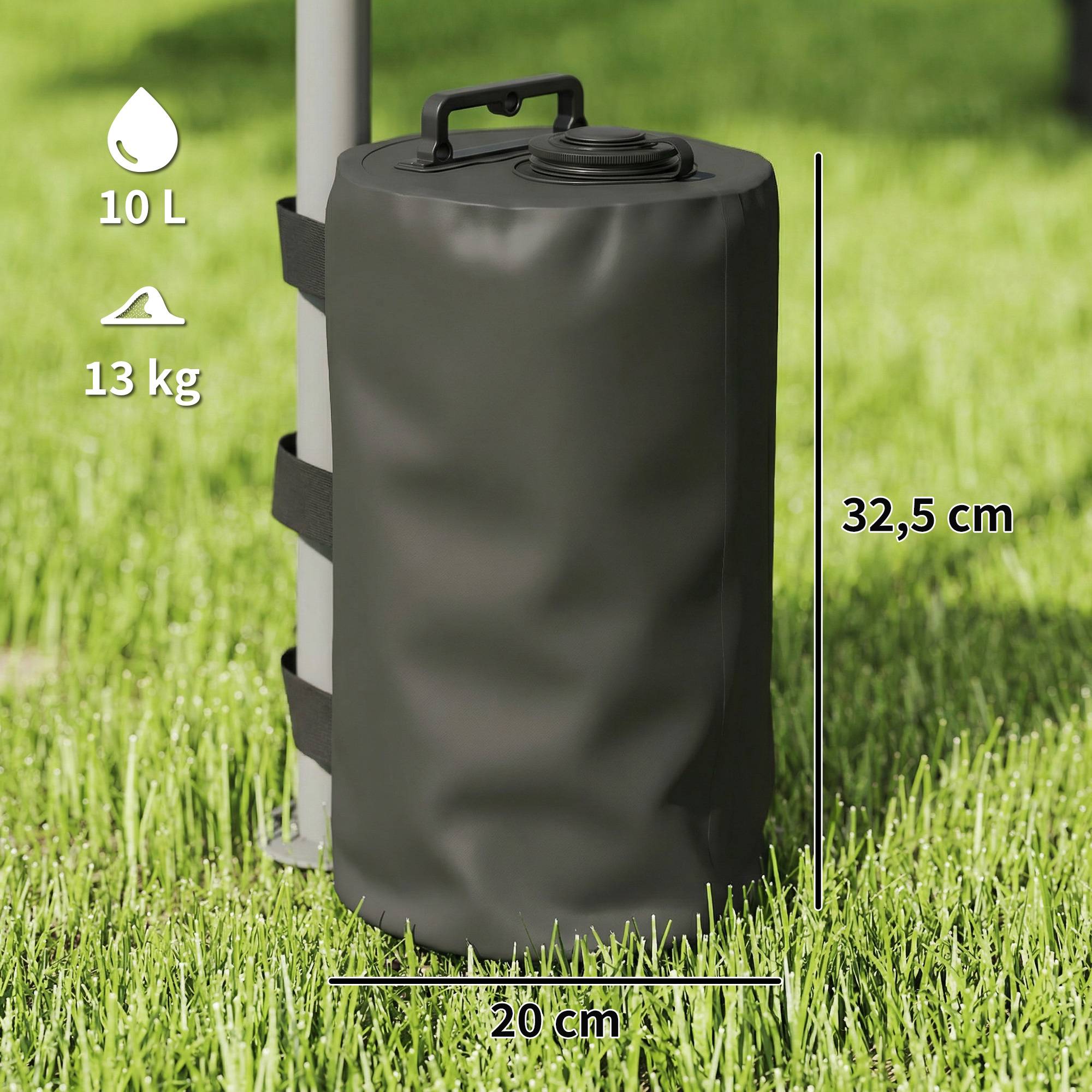 Outsunny - Lot de 4 Sacs de Lestage pour Tonnelle Remplissage d'Eau ou de Sable avec Poignées de Transport - Tissu 500D - Noir - Outsunny - Image 3