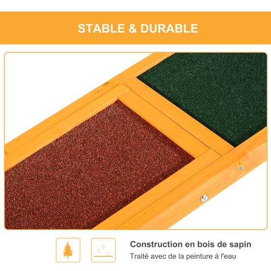 Bascule d'agilité pour chien bois de sapin vert et brique 180 x 30 x 30 cm - PANGIVO - Image 6