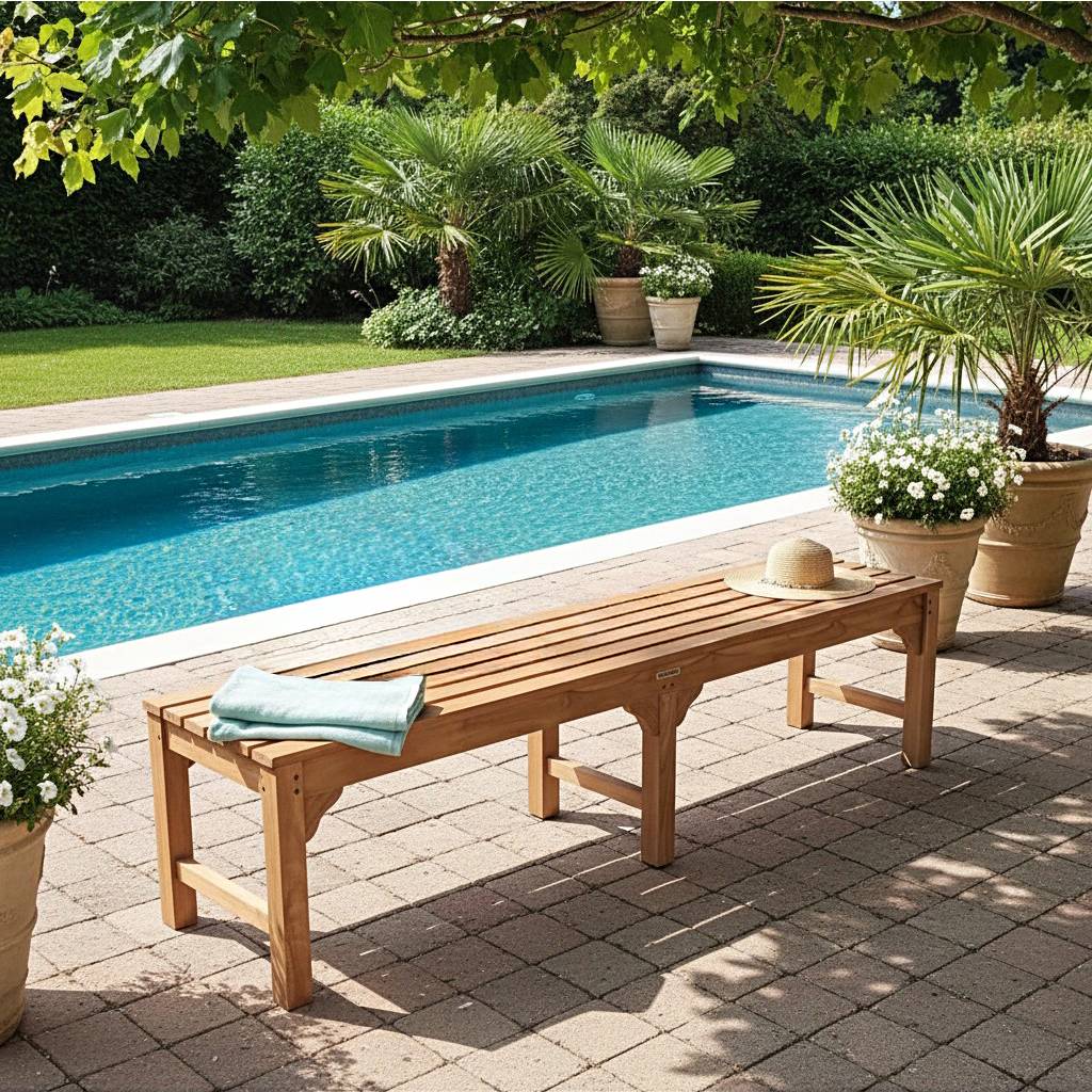 Banc en teck massif Melbourne 180 cm (sans dossier) - TECK'Attitude - Image 4