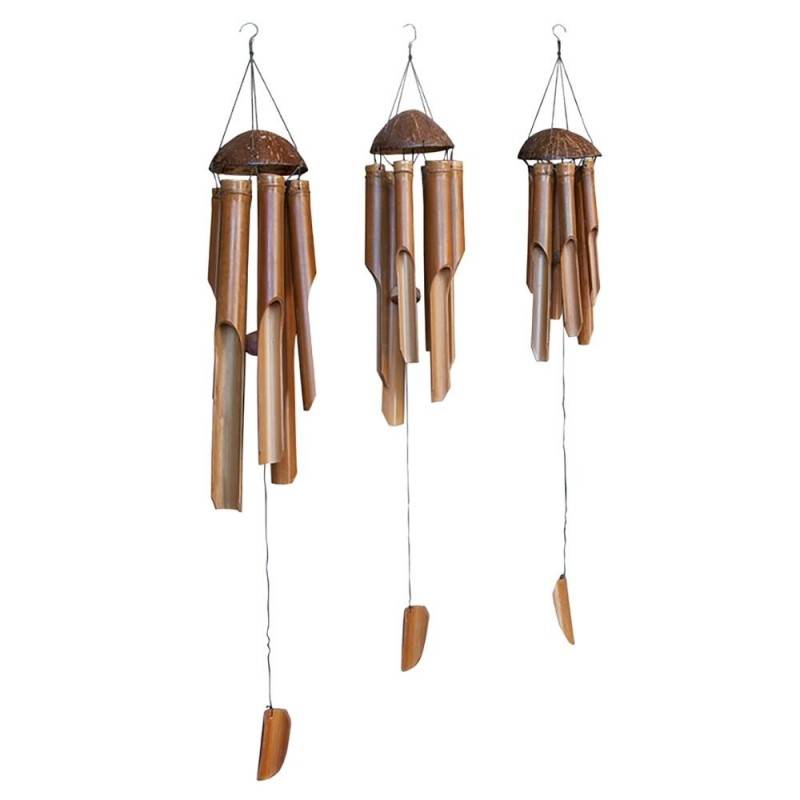 Carillon à vent bambou - Marron 30 cm - Jardinex - Image 1