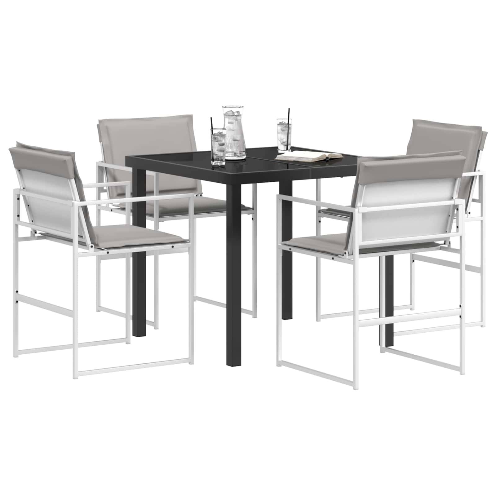 Ensemble de salle à manger de jardin acier et textilène noir 80 x 80 x 73 cm, Poids:39.9kg - PANGIVO - Image 3