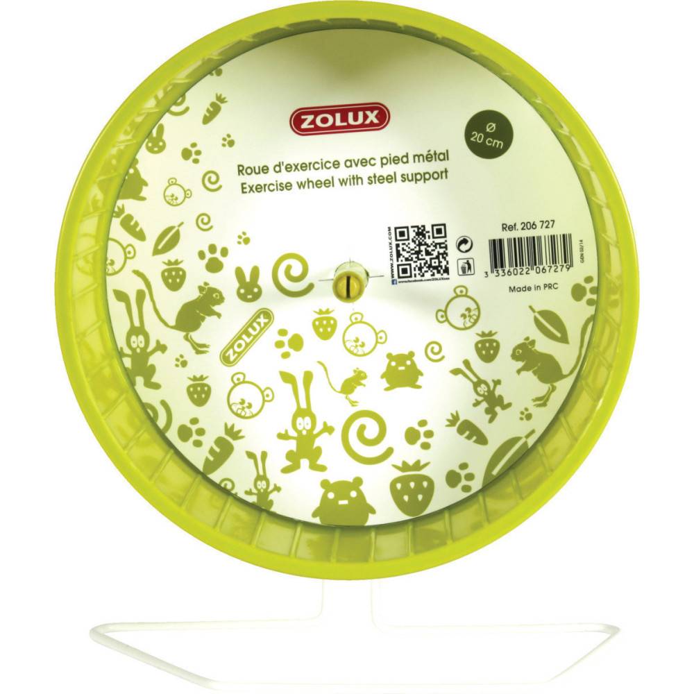 Zolux - Roue d'exercice pied métal, ø20 cm, vert anis, pour rongeurs. - Imagen 3