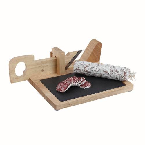 Livoo - Guillotine à saucisson en bois avec plateau ardoise - Imagen 3