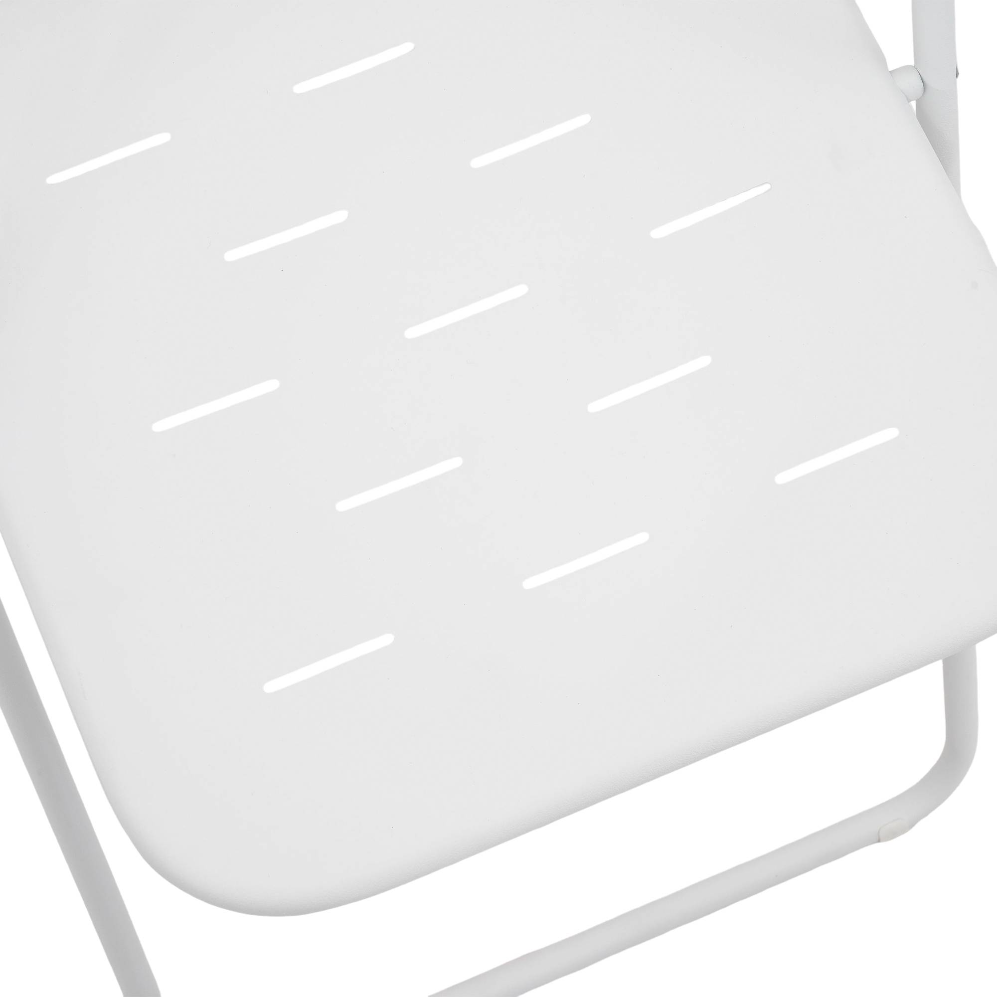 Ensemble Table et Chaise de Jardin avec 1 Table et 2 Chaises pliantes Acier Blanc - Image 9