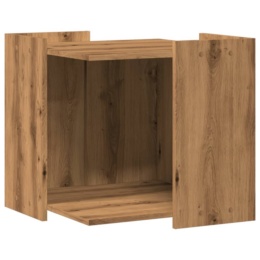 Lit pour chat - Meuble de bac à litière pour chat chêne artisanal 53x53x51 cm - Image 1