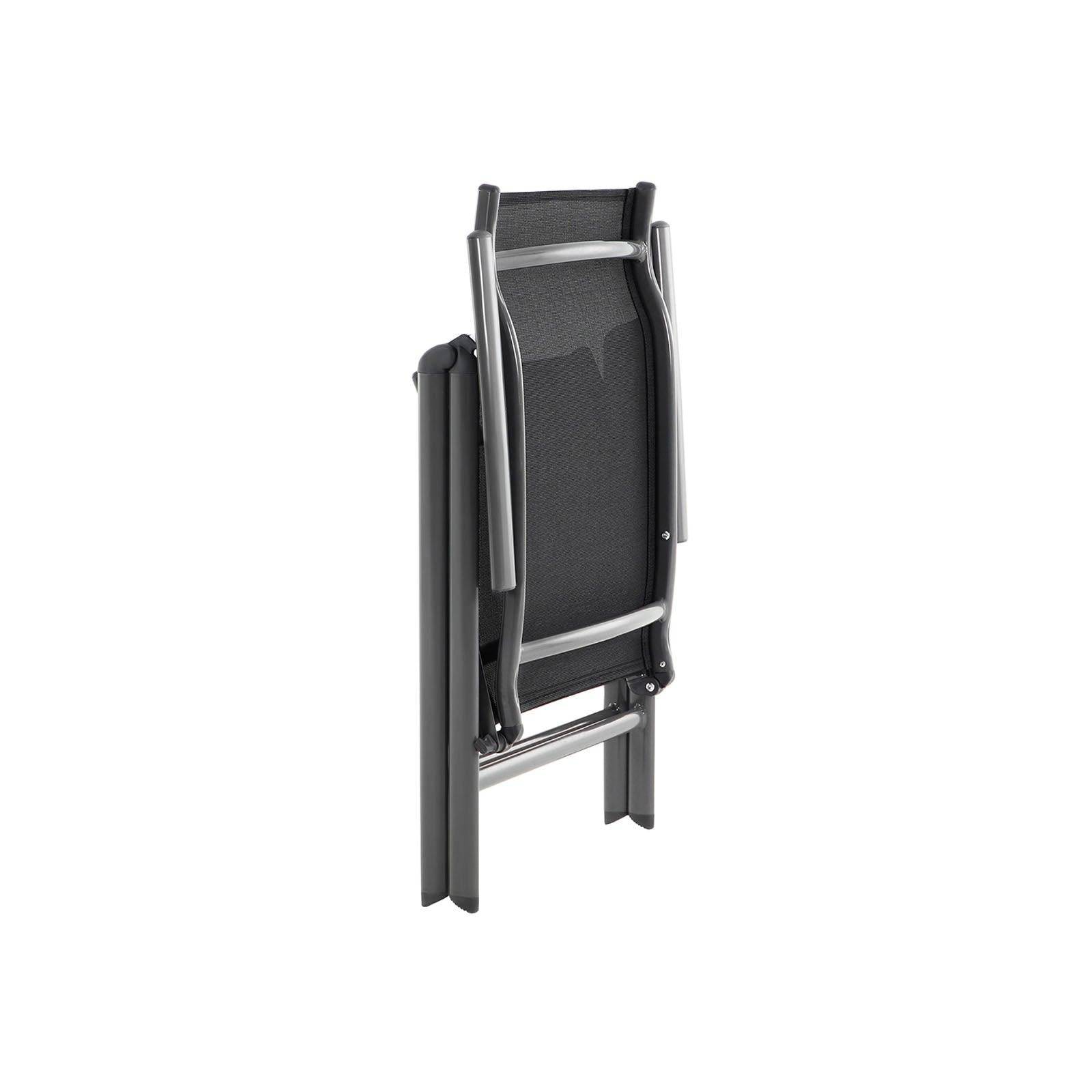 Helloshop26 - Chaise de jardin pliable siège d'extérieur cadre en aluminium robuste dossier réglable sur 8 positions charge 150 kg noir - Imagen 3