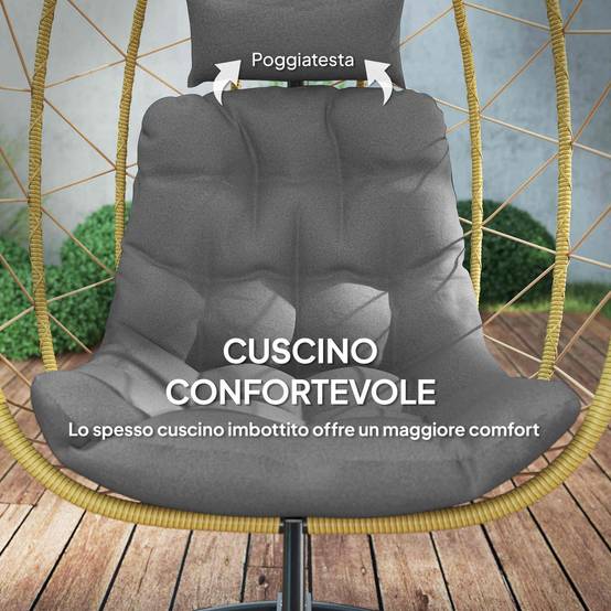 Fauteuil suspendu résine tressée pliable avec housse grand confort extérieur - ComfortXL Outdoor Living - Image 8