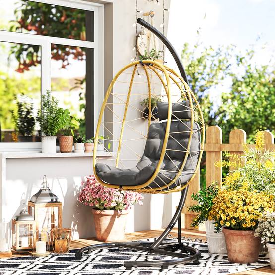 Fauteuil suspendu résine tressée pliable avec housse grand confort extérieur - ComfortXL Outdoor Living - Image 3