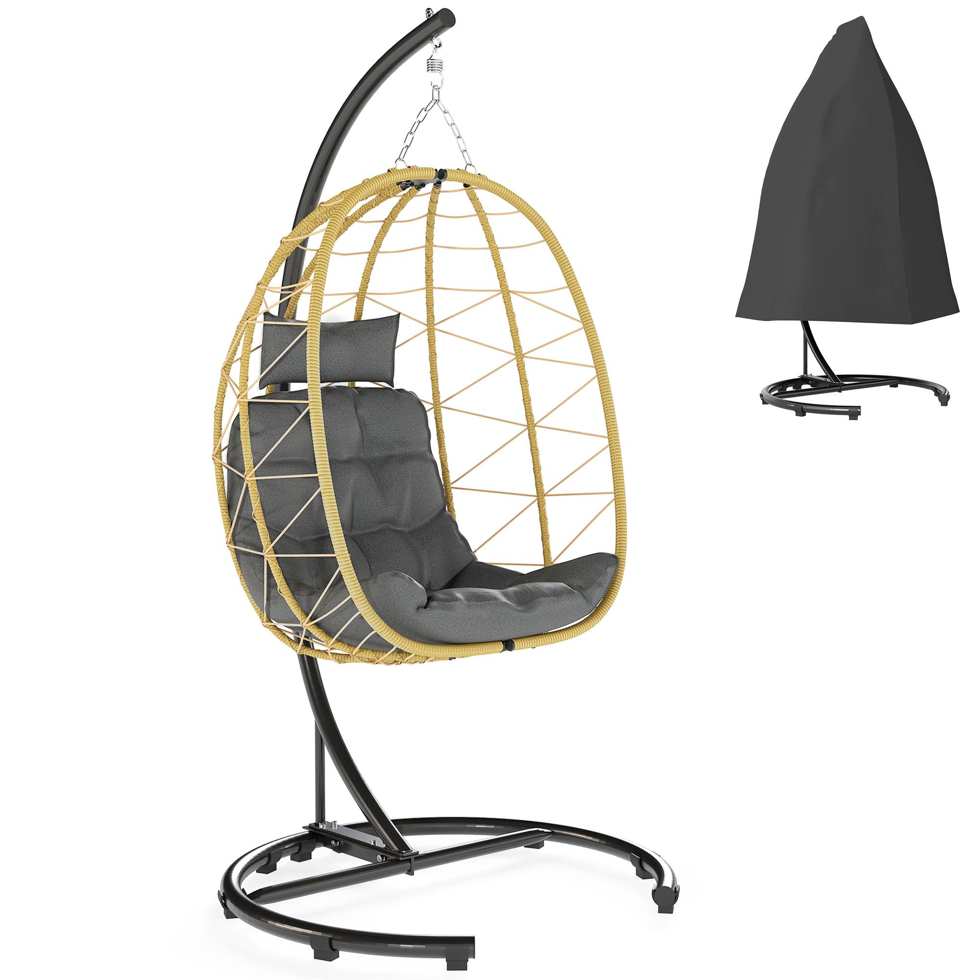 Fauteuil suspendu résine tressée pliable avec housse grand confort extérieur - ComfortXL Outdoor Living - Image 1