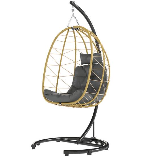 Fauteuil suspendu résine tressée pliable avec housse grand confort extérieur - ComfortXL Outdoor Living - Image 2