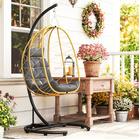 Fauteuil suspendu résine tressée pliable avec housse grand confort extérieur - ComfortXL Outdoor Living - Image 4
