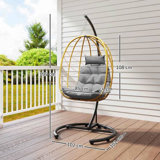 Fauteuil suspendu résine tressée pliable avec housse grand confort extérieur - ComfortXL Outdoor Living - Image 5