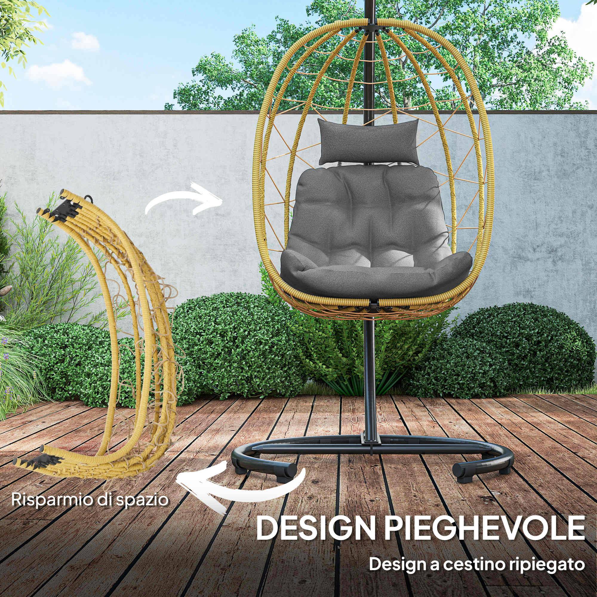 Fauteuil suspendu résine tressée pliable avec housse grand confort extérieur - ComfortXL Outdoor Living - Image 6