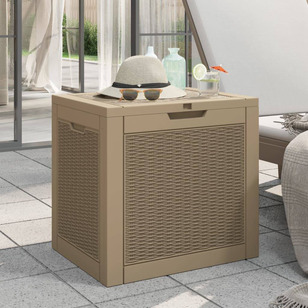 Boîte de rangement extérieure - Boîte de stockage de jardin marron clair 55,5x43x53 cm PP - Image 2