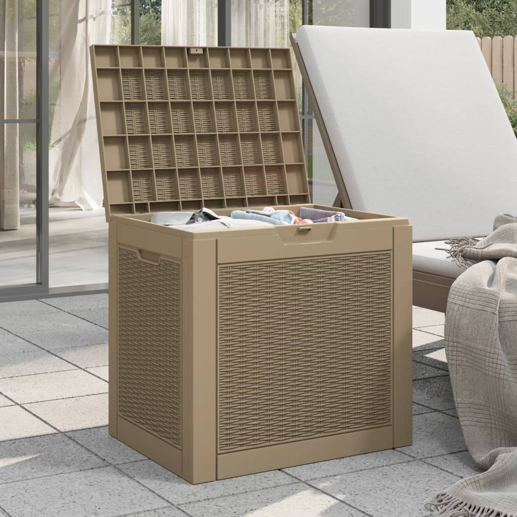 Boîte de rangement extérieure - Boîte de stockage de jardin marron clair 55,5x43x53 cm PP - Image 3