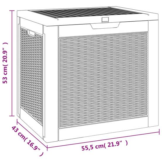 Boîte de rangement extérieure - Boîte de stockage de jardin marron clair 55,5x43x53 cm PP - Image 8