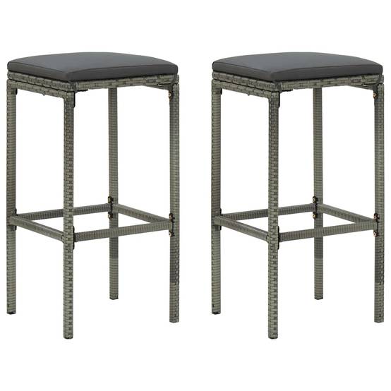 Ensemble de bar de jardin 3 pcs | Mobilier d'extérieur et coussins Résine tressée Gris Maison Chic - Image 3
