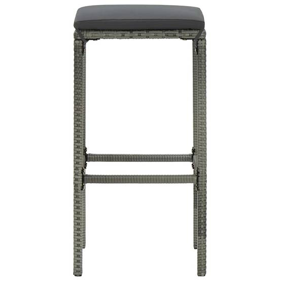 Ensemble de bar de jardin 3 pcs | Mobilier d'extérieur et coussins Résine tressée Gris Maison Chic - Image 6