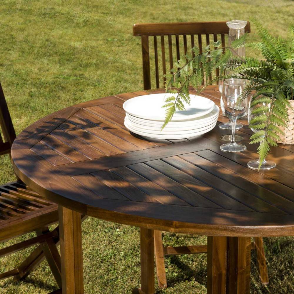 Macabane - MAEVA - Ensemble de jardin bois teck huilé table rabats + 4 chaises - Imagen 4
