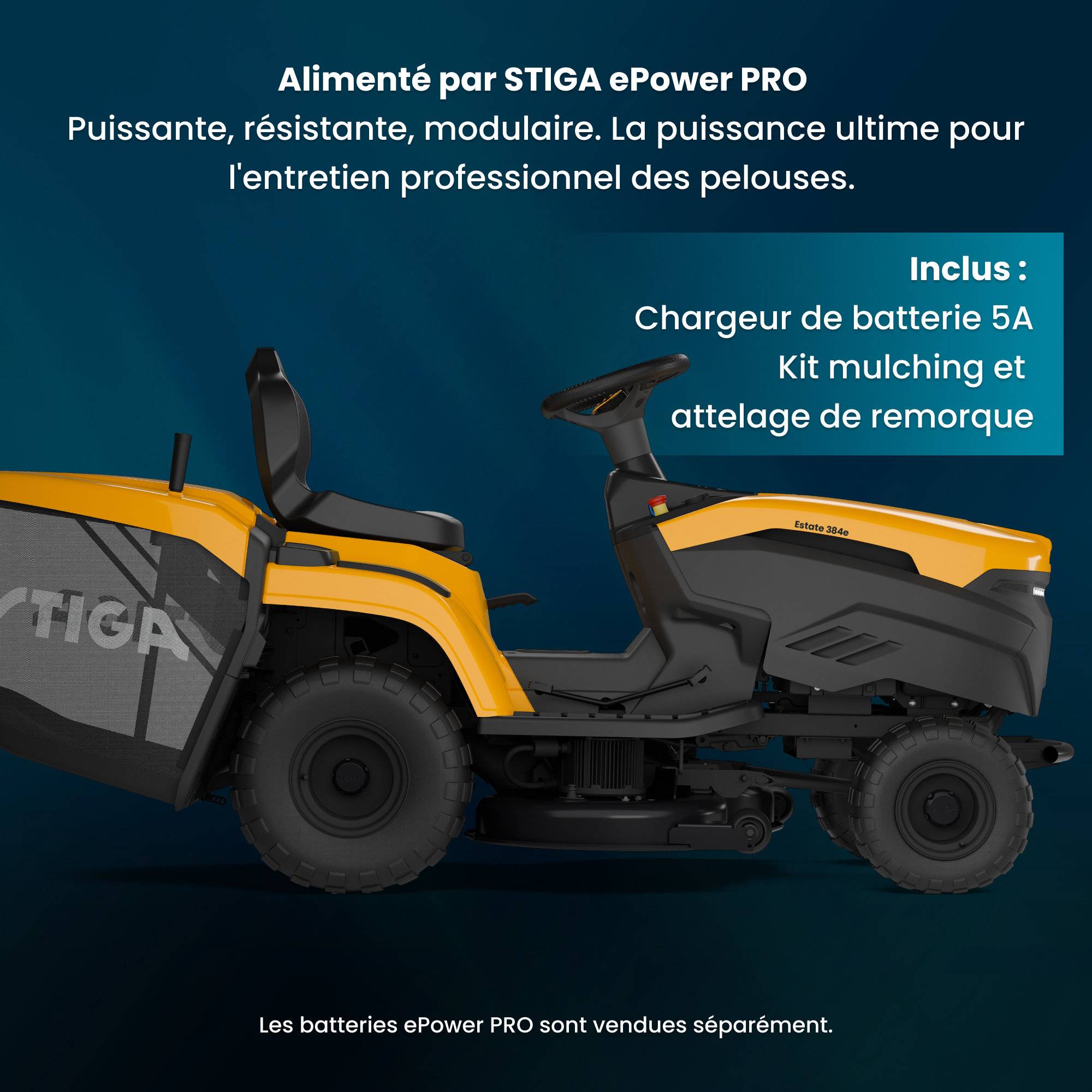 Stiga - Tracteur de pelouse électrique 384e Estate, 56 V, Largeur 84 cm avec transmission électrique et connectivité STIGA.GO - STIGA - Image 4