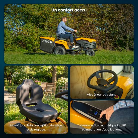 Stiga - Tracteur de pelouse électrique 384e Estate, 56 V, Largeur 84 cm avec transmission électrique et connectivité STIGA.GO - STIGA - Image 6