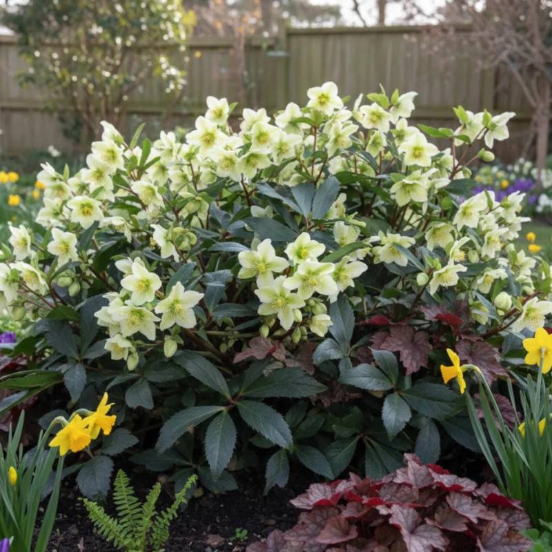 Hellébore Honeyhill Joy à fleurs Blanche/Vert - feuillage Persistant - Godet - 5/20 cm