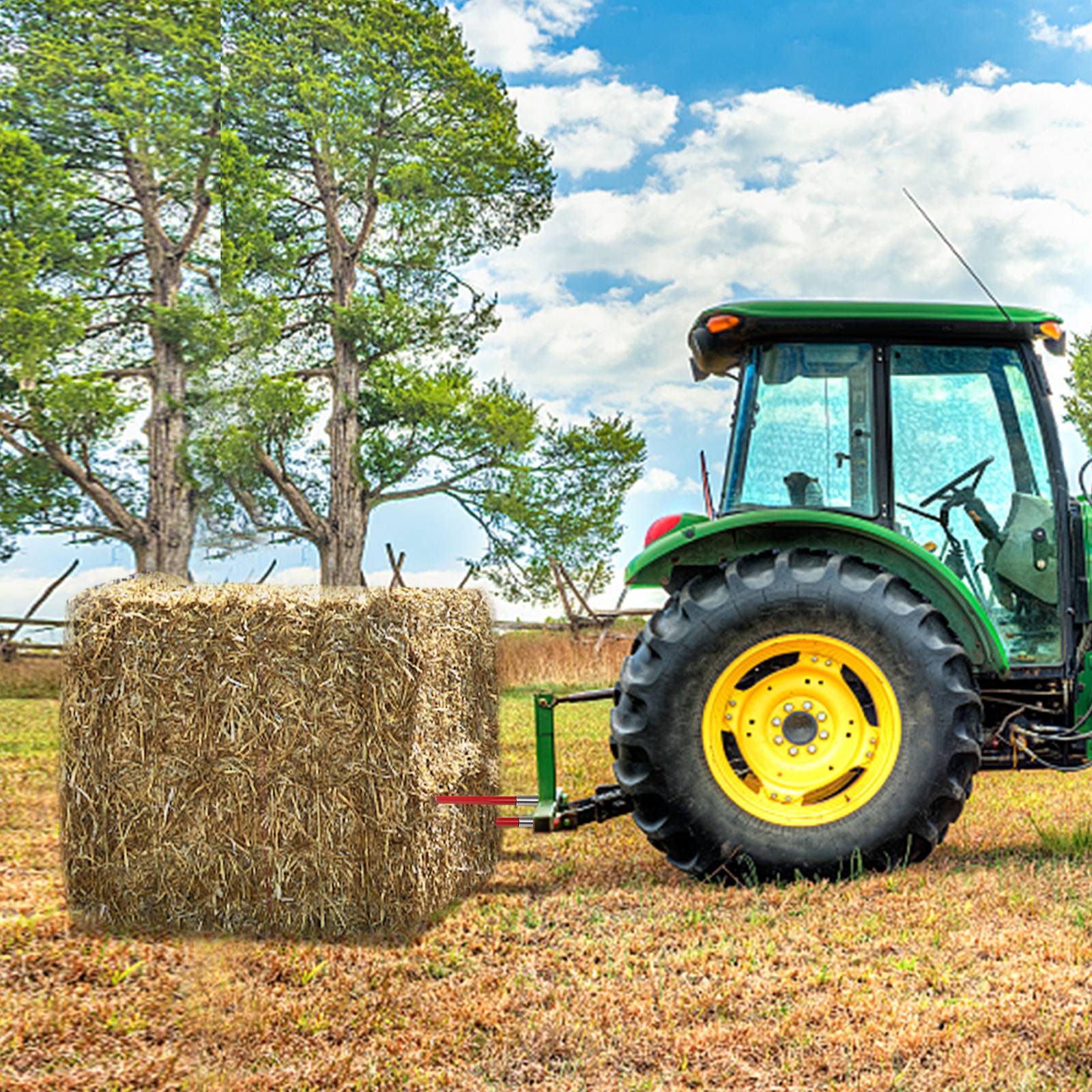 VEVOR Lance à foin 110 cm, 2 pièces, balles carrées, fixation rapide, charge 1360 kg. Tracteurs. - Image 8