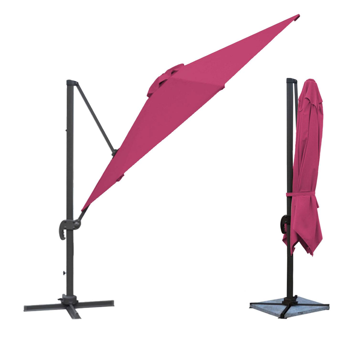 Parasol déporté MOLOKAI carré 3x3m fuchsia - HAPPY GARDEN - Imagen 2