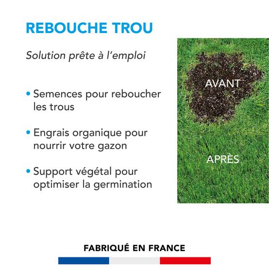 Soin Rebouche Trou - Solution 3-en-1 - Engrais Organique pour Nourrir Gazon - Support Végétal pour Optimiser Germination - 1KG - BARENBRUG - Image 2
