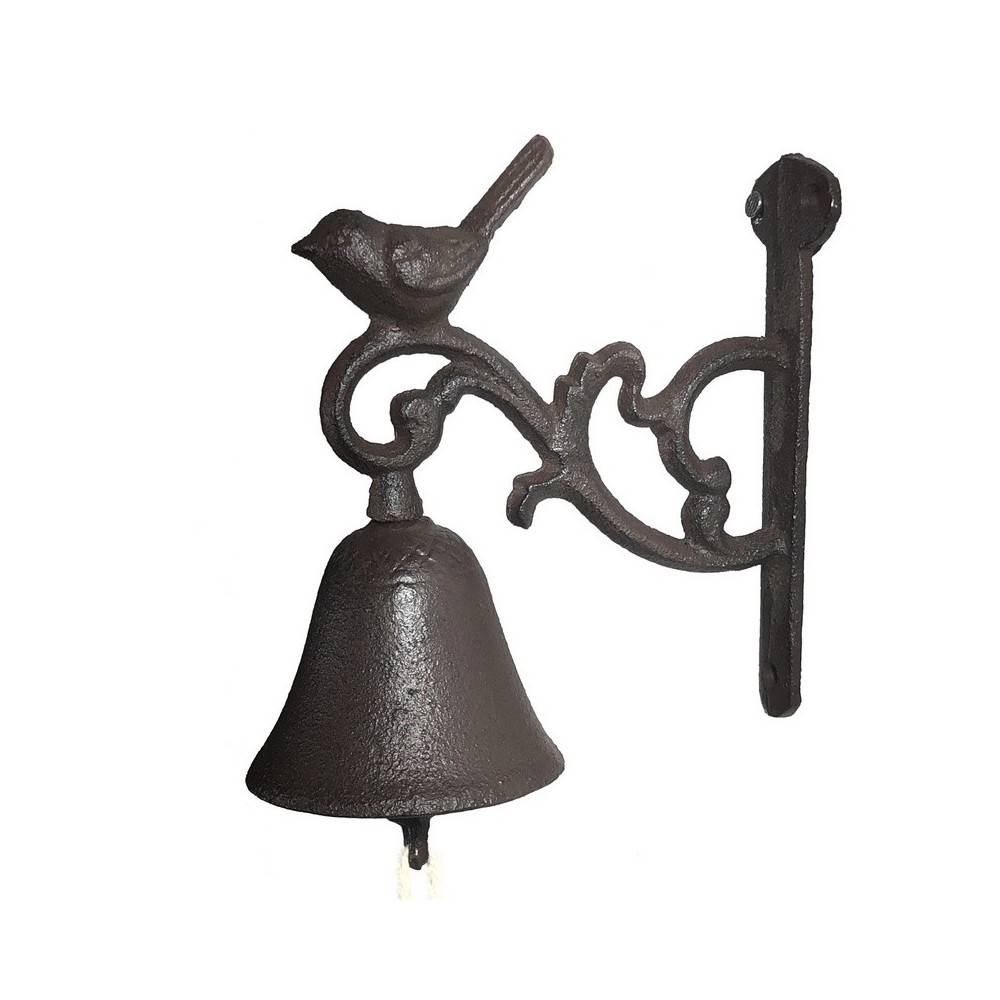 Cloche de jardin de porte ancienne oiseau fonte marron 14x17cm Chemin de campagne - Imagen 1