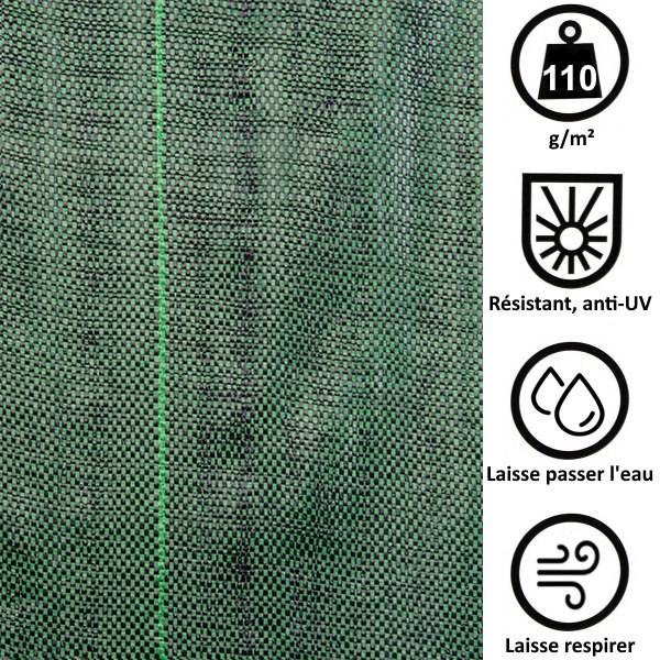 Gt Garden - Géotextile anti-mauvaises herbes tissé 110 g/m2 - 1 x 100 mètres - GT GARDEN - Imagen 2