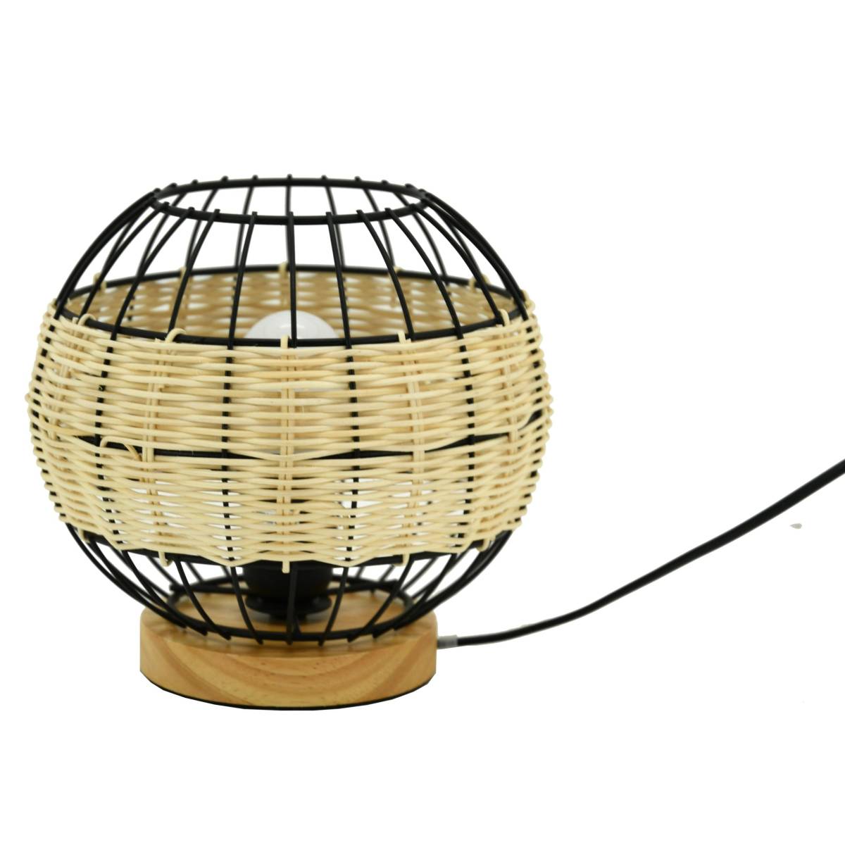 Aubry Gaspard - Lampe boule en rotin naturel et métal - Imagen 1