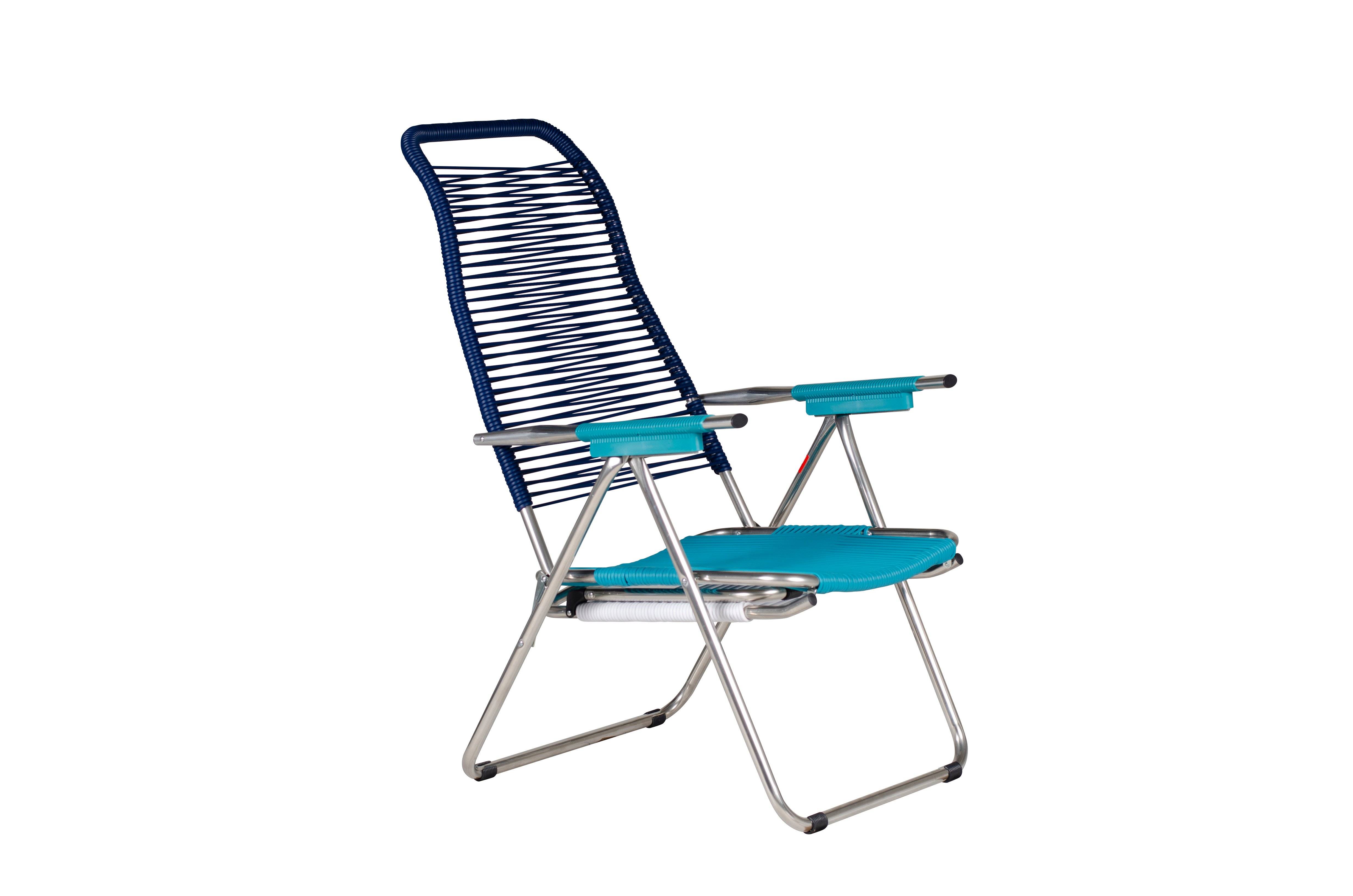 Fiam - Fauteuil Relax SPAGHETTI POP Aluminium BRUT PVC BLEU TURQUOISE BLANC 127/168x60x73/108 cm FIAM - Imagen 2