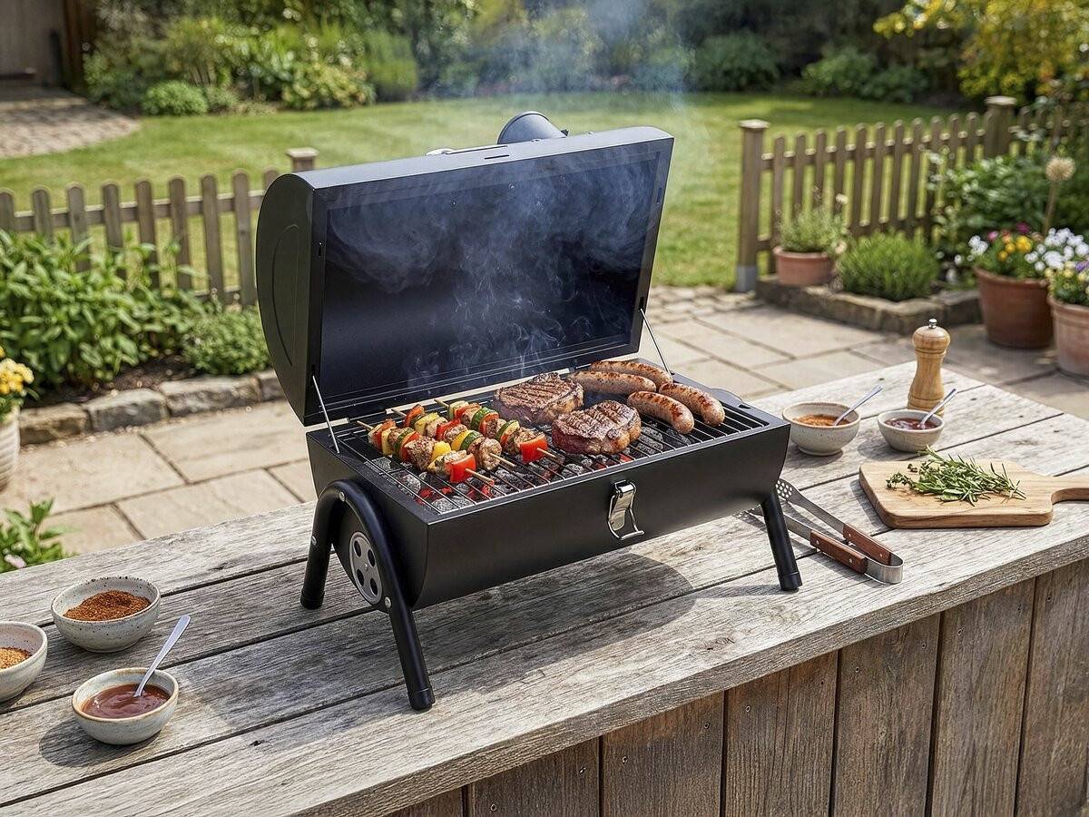 Barbecue Charbon De Bois Portable "captain" - 42 X 27 X 43 Cm - Noir -habitat Et Jardin - Image 2