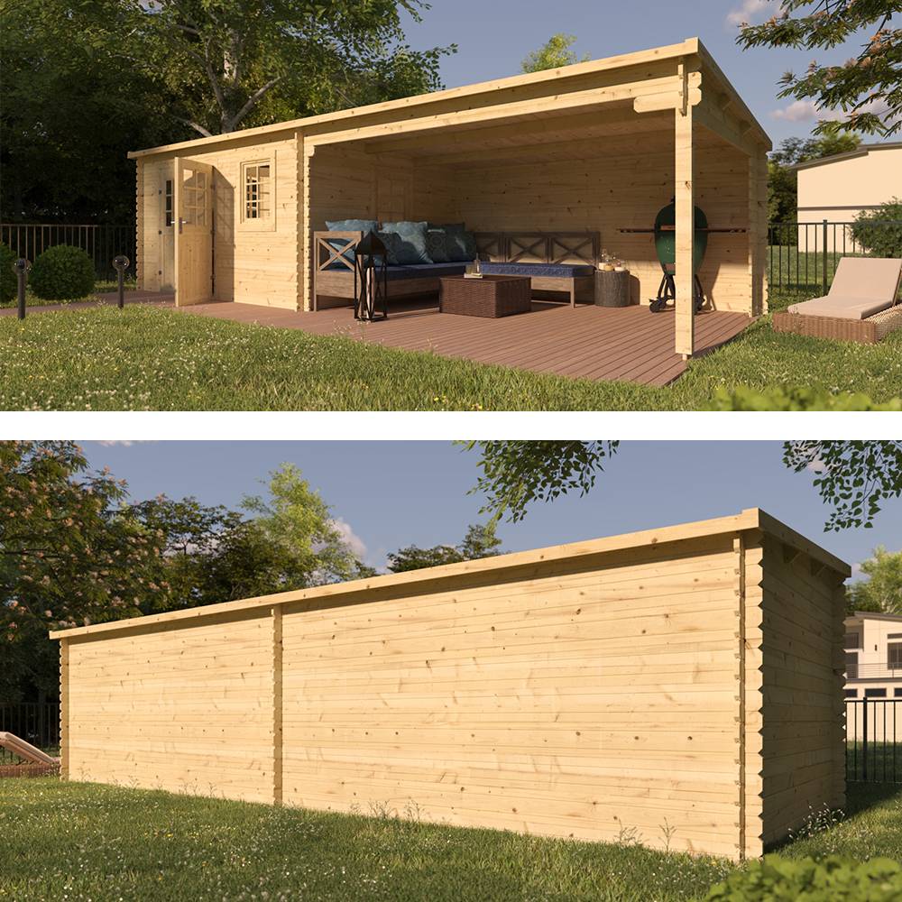 Eden Partenaire Jardin - Abri de jardin en bois 10m² avec auvent de 10.8m² - toit mono Pente - Image 4