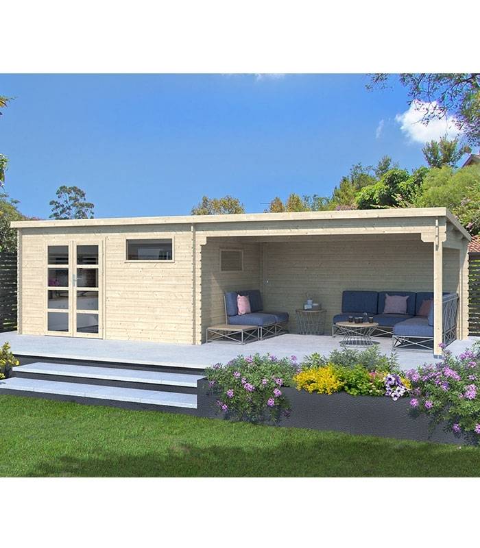 Eden Partenaire Jardin - Abri de jardin en bois 10m² avec auvent de 10.8m² - toit mono Pente - Image 1