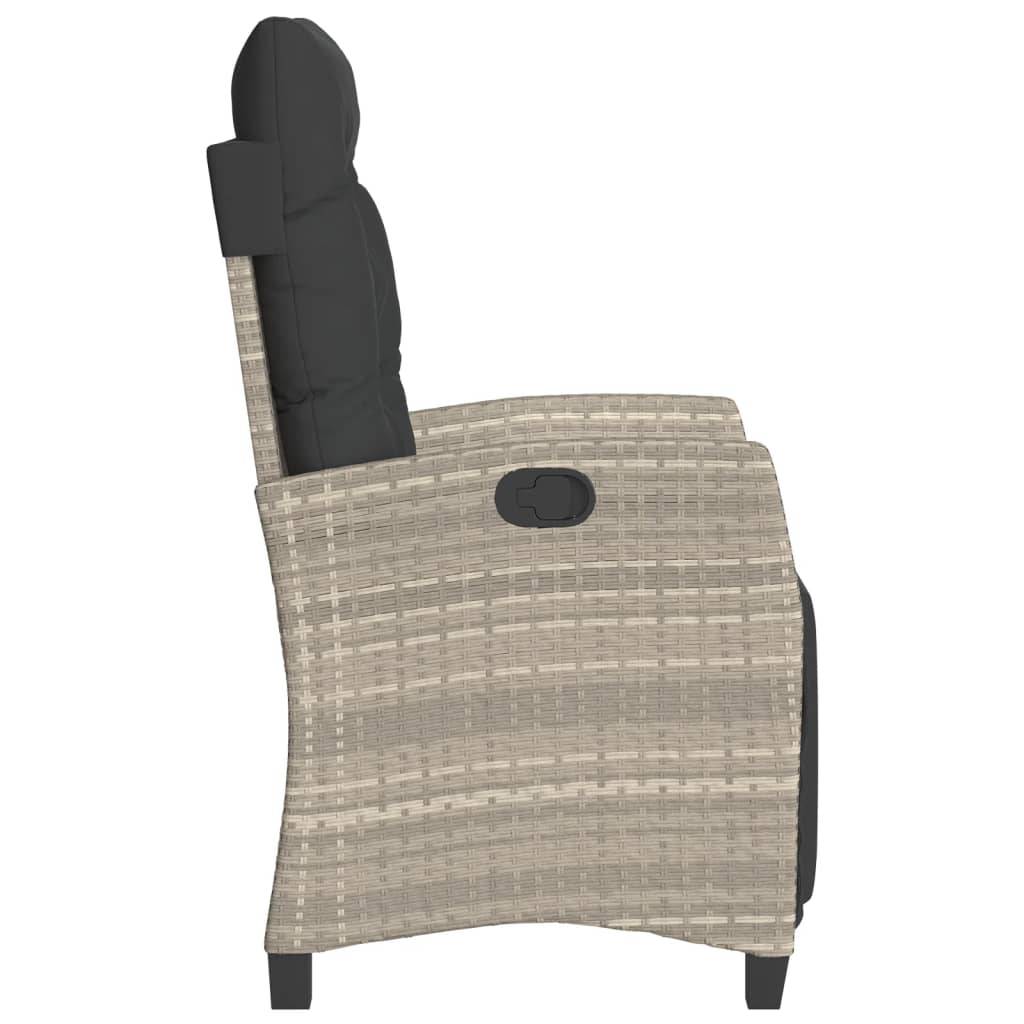 Chaise de jardin inclinable - Chaise d'extérieur - Fauteuil d'extérieur avec repose-pied gris clair rotin - MEUBLE PRO - Image 5
