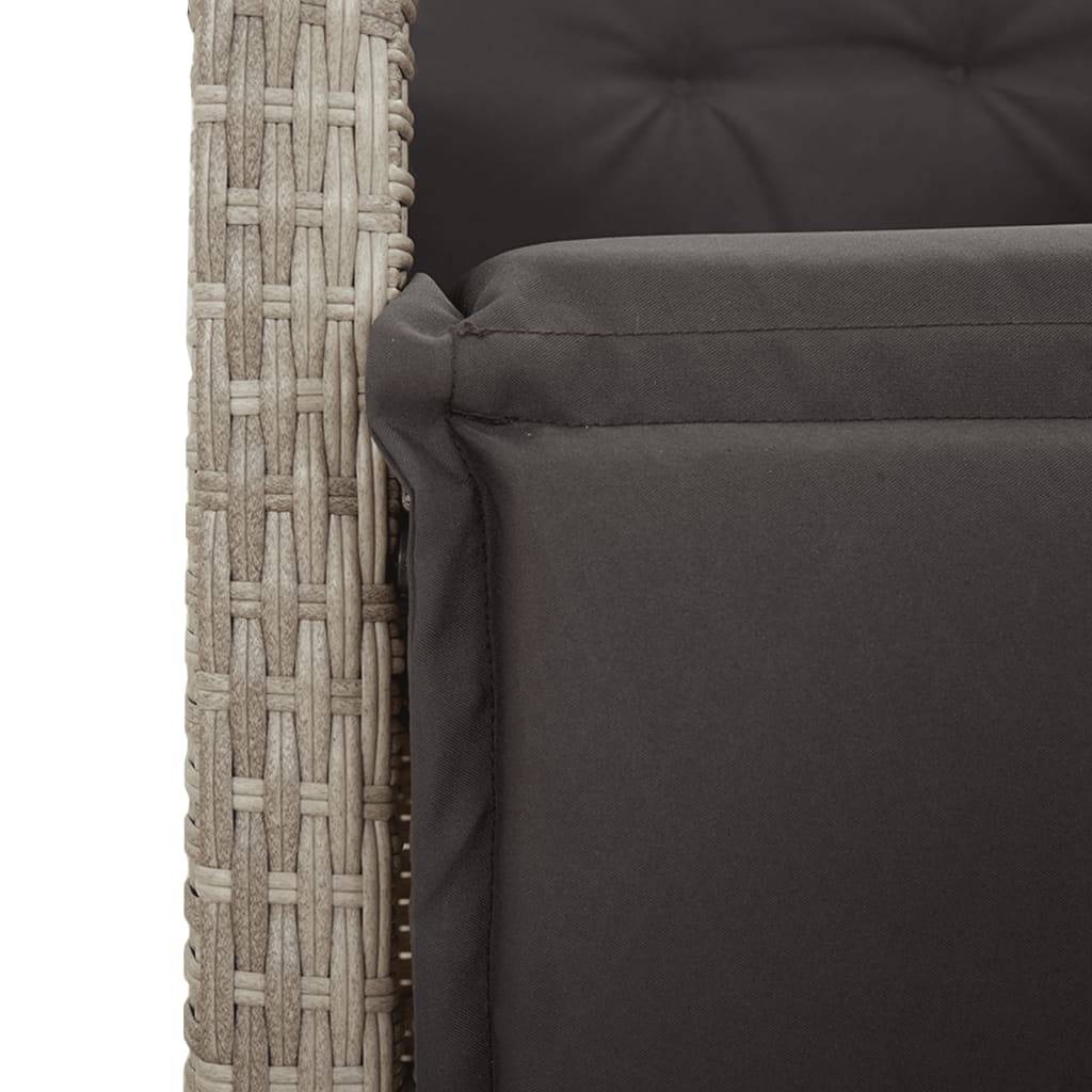 Chaise de jardin inclinable - Chaise d'extérieur - Fauteuil d'extérieur avec repose-pied gris clair rotin - MEUBLE PRO - Image 9