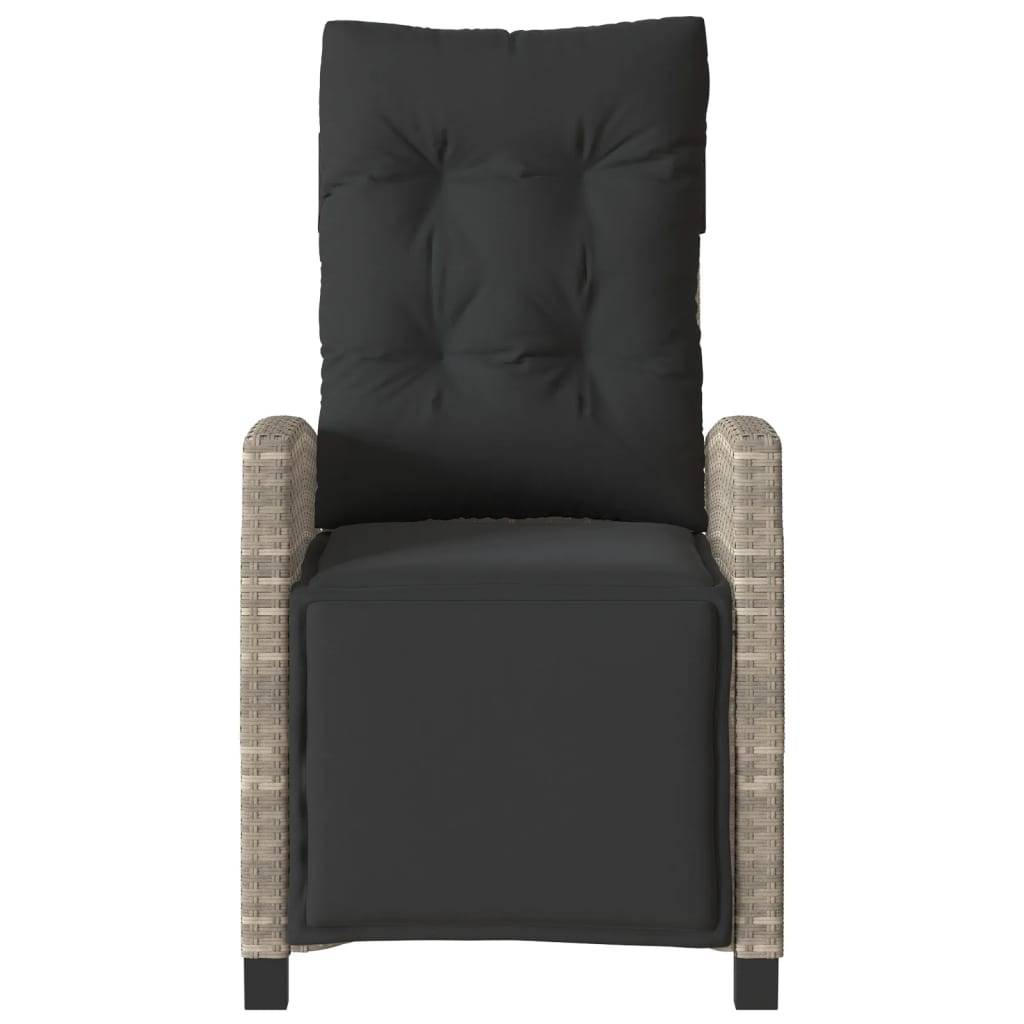 Chaise de jardin inclinable - Chaise d'extérieur - Fauteuil d'extérieur avec repose-pied gris clair rotin - MEUBLE PRO - Image 4