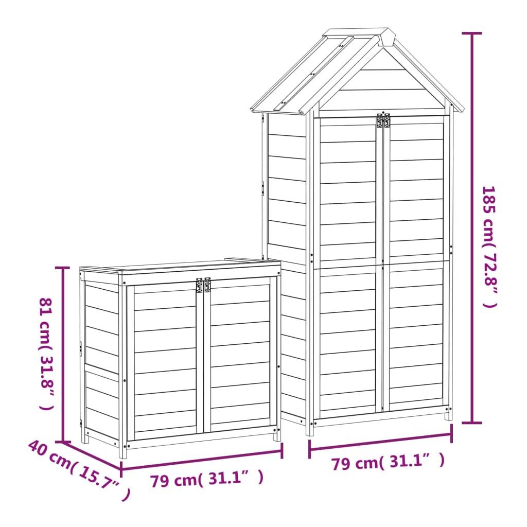 Vidaxl - Ensemble de remise à outils de jardin 2 pcs moka pin massif vidaXL 172251 - Image 3