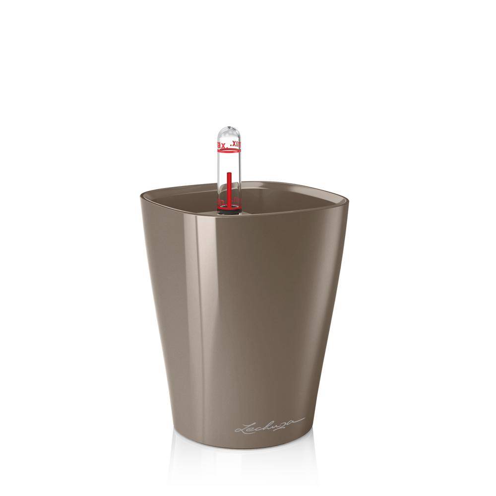 Lechuza - Pot de table Mini-Deltini - kit complet, taupe brillant Ø 10 x 13 cm Lechuza - Imagen 1