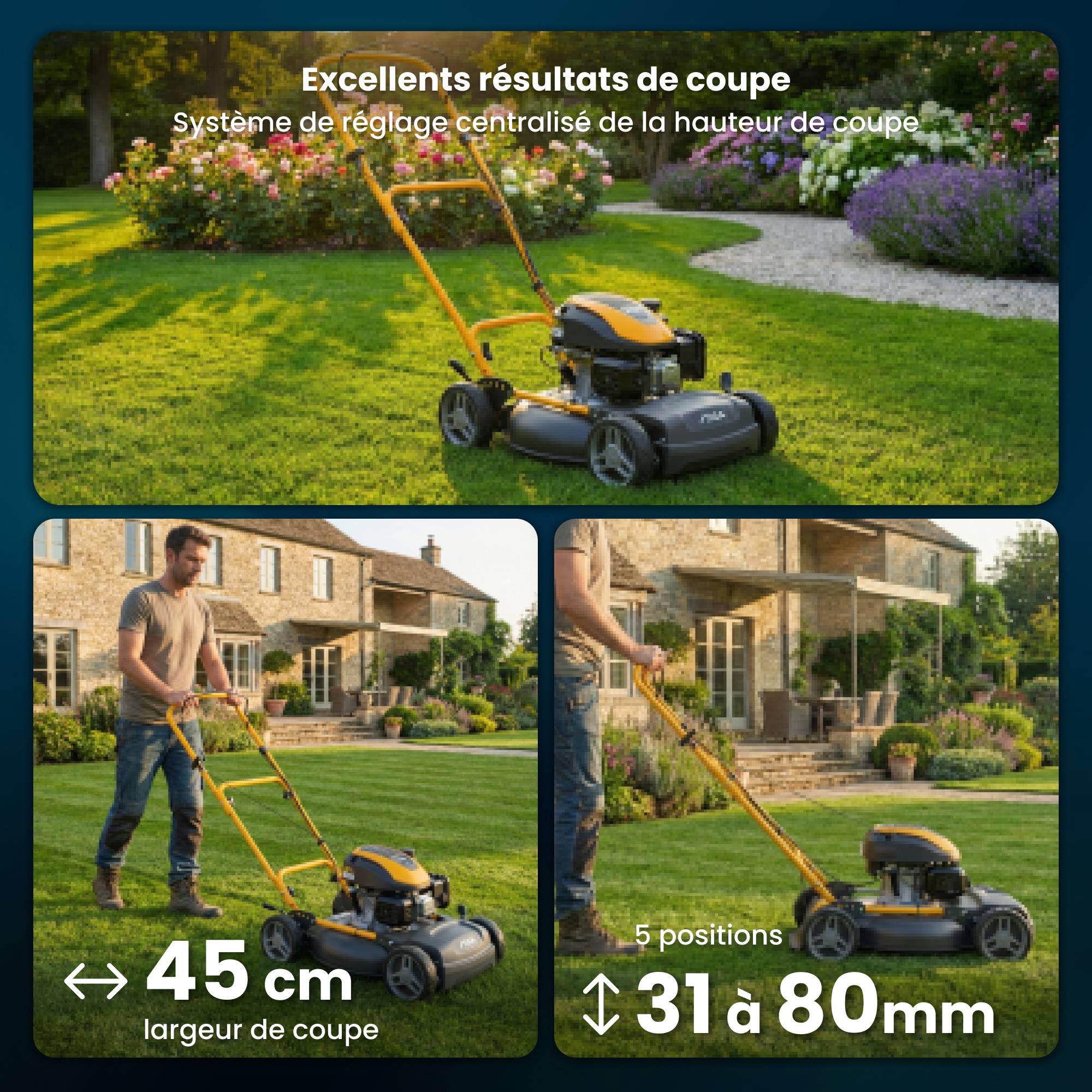Stiga - Tondeuse Multiclip 47, 123 cc, 45 cm, mulching, guidon pliable - STIGA - Image 4