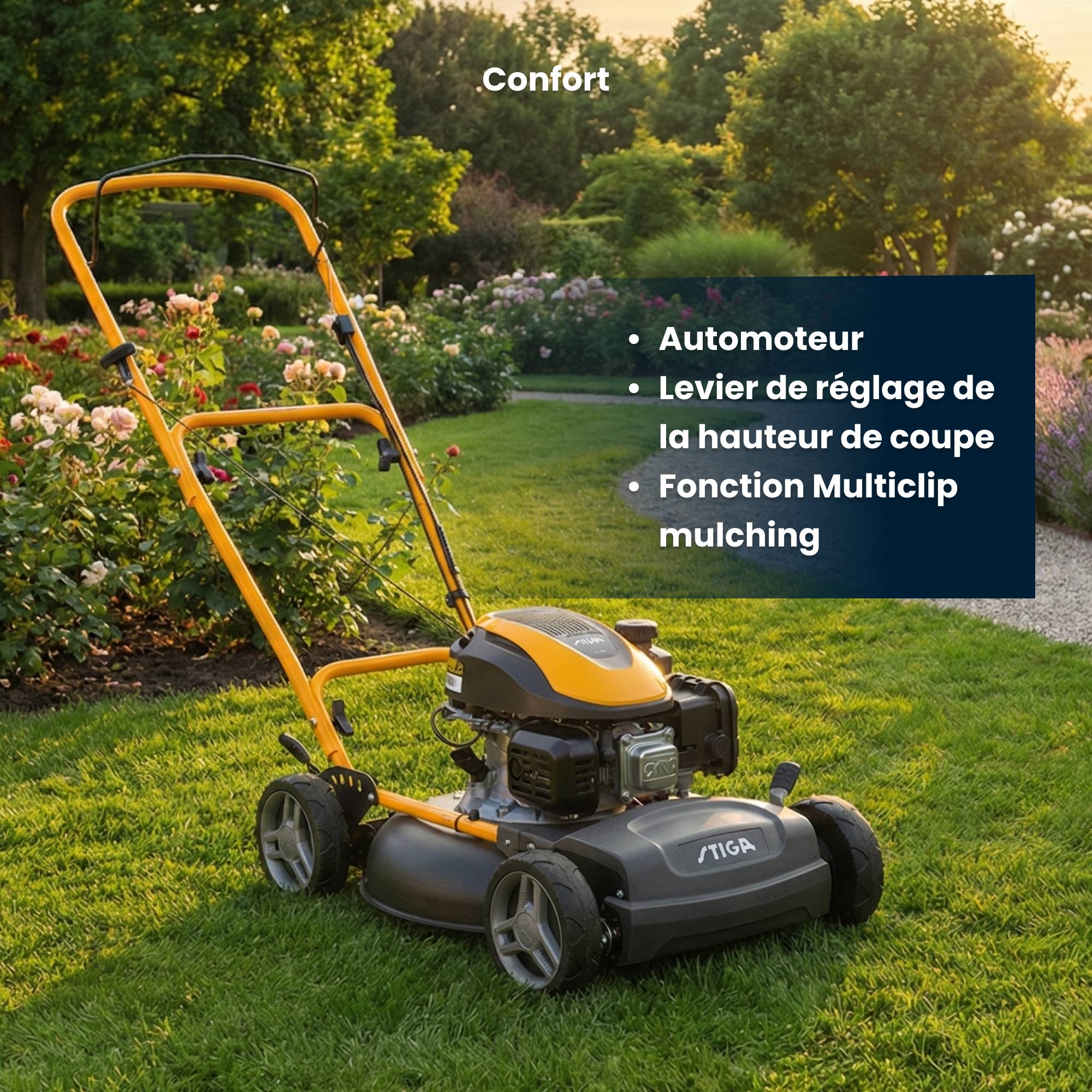 Stiga - Tondeuse Multiclip 47, 123 cc, 45 cm, mulching, guidon pliable - STIGA - Image 6