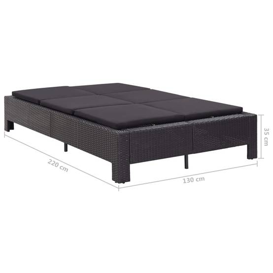 Vidaxl - Transat à 2 places avec coussin Noir Résine tressée vidaXL 46241 - Image 3
