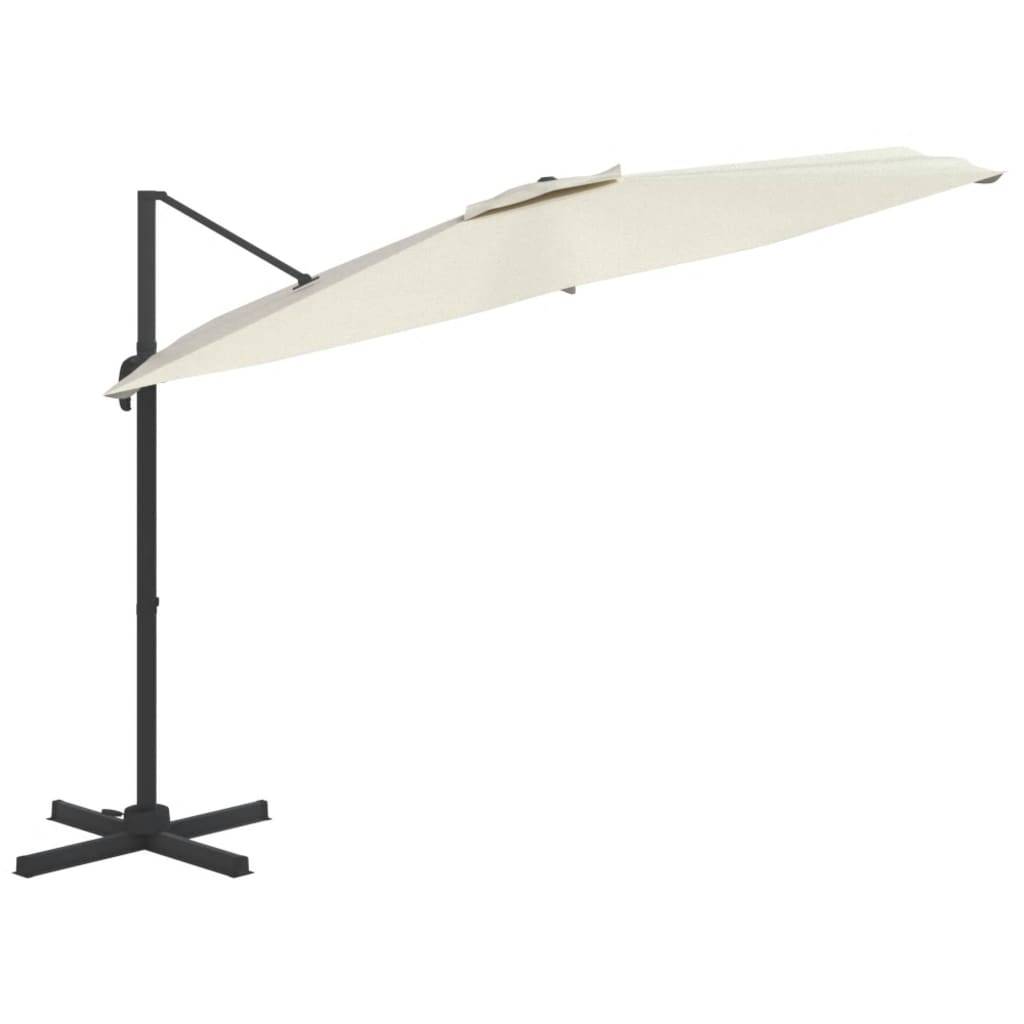 Helloshop26 - Parasol meuble de jardin déporté avec mât en aluminium 300 x 300 cm blanc sable - Imagen 2