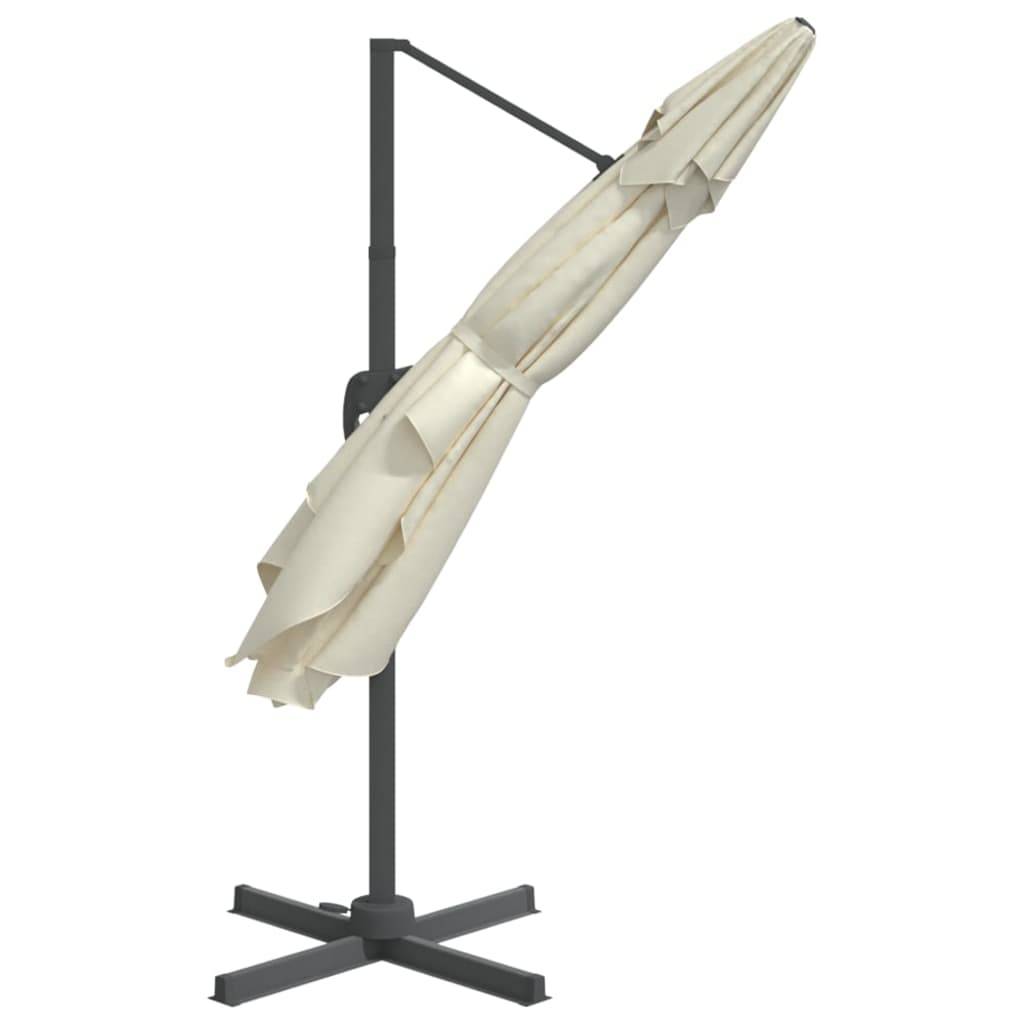 Helloshop26 - Parasol meuble de jardin déporté avec mât en aluminium 300 x 300 cm blanc sable - Imagen 4