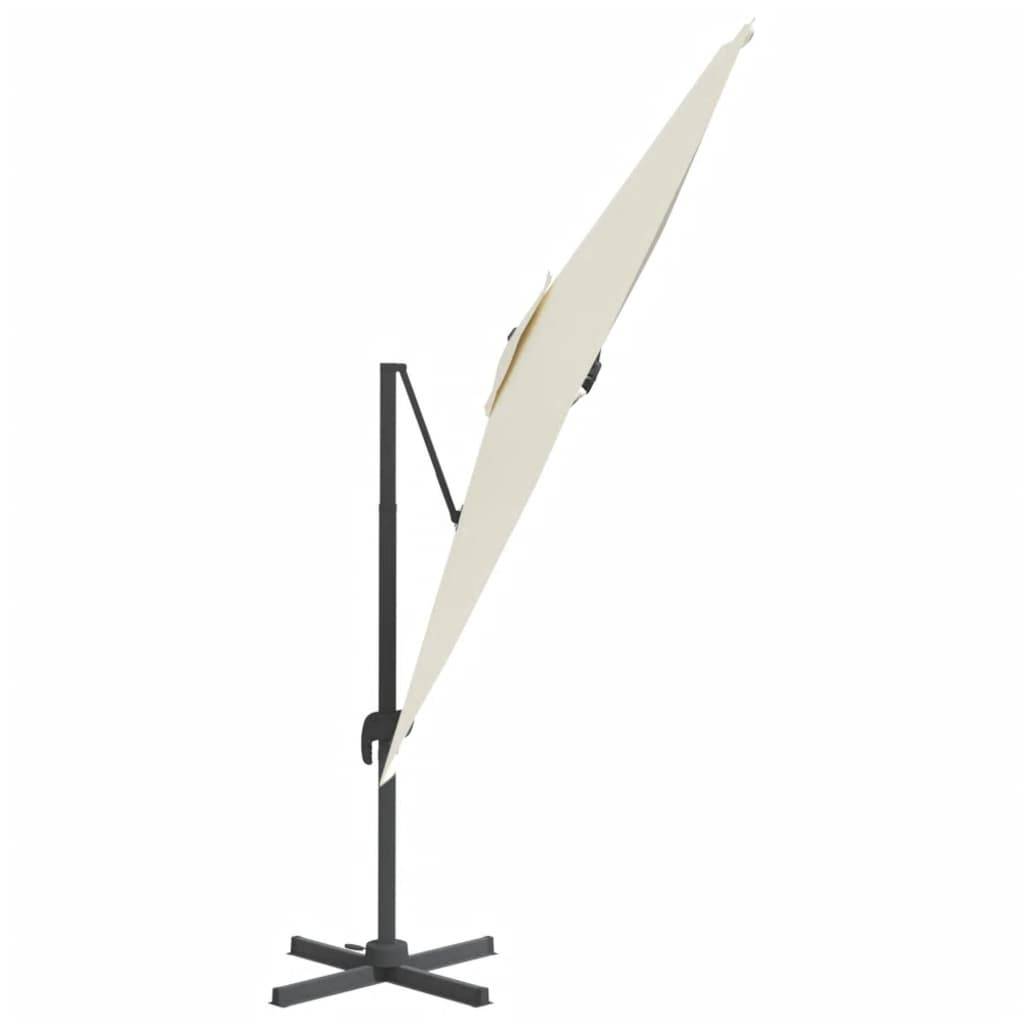 Helloshop26 - Parasol meuble de jardin déporté avec mât en aluminium 300 x 300 cm blanc sable - Imagen 3