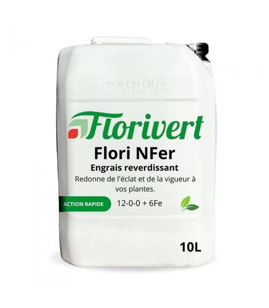Engrais gazon au fer Flori NFer 12-0-0 6Fe 10L pour reverdissement des plantes - Florivert NEG00989