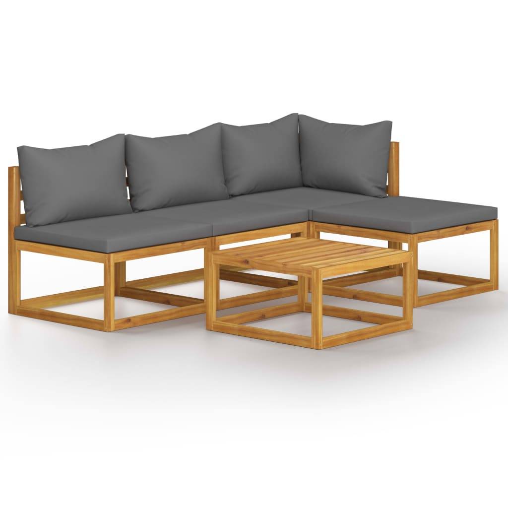 Helloshop26 - Salon de jardin meuble d'extérieur ensemble de mobilier 5 pièces avec coussin bois d'acacia solide - Imagen 1
